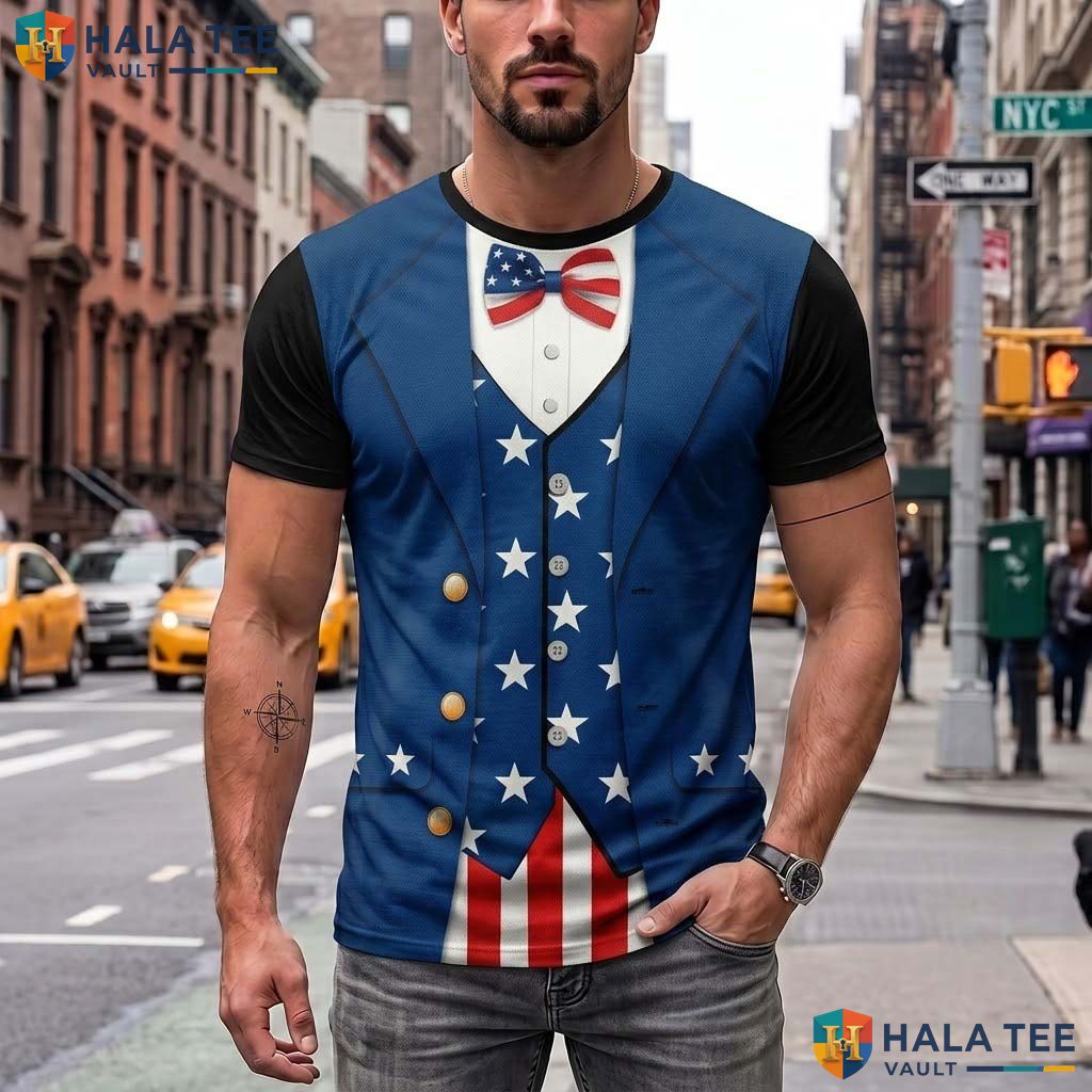 Blue Independence Day 3D Printed T-Shirt Mens Fourth Of July Patriotic Party Top