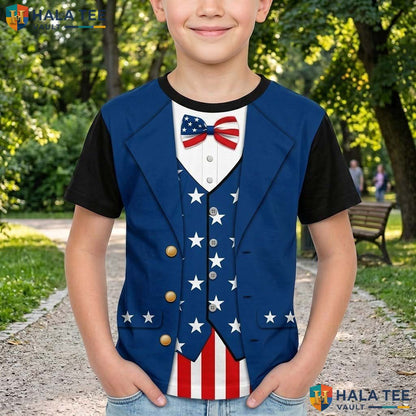 Blue Independence Day 3D T-Shirt Mens Fourth Of July Patriotic Party Top