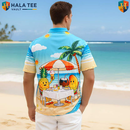 Blue Mango Tropical Short-sleeve button-up shirt Mens Resort Holiday Cruise Apparel Outfit
