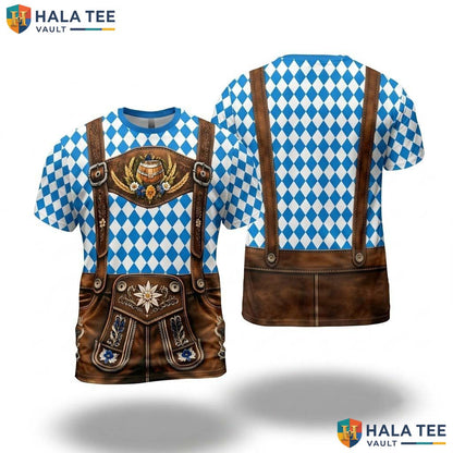 Blue Oktoberfest Costume 3D Printed T-Shirt Mens German Festival Cosplay