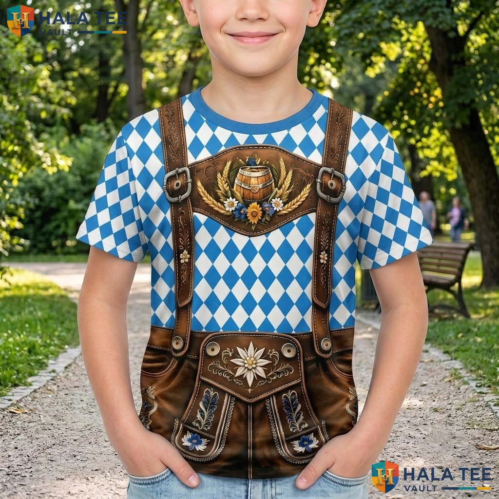 Blue Oktoberfest Costume 3D T-Shirt Mens German Festival Cosplay