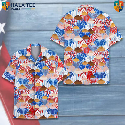 Blue Patriotic USA Aloha T-Shirt Mens Fourth Of July Holiday Celebration Gear