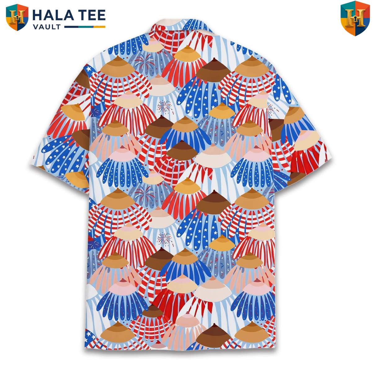 Blue Patriotic USA Aloha TShirt Mens Fourth Of July Holiday Celebration Gear