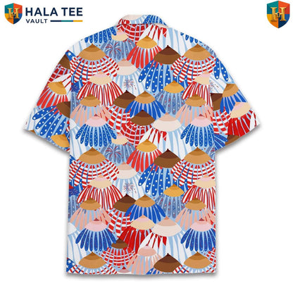 Blue Patriotic USA Aloha TShirt Mens Fourth Of July Holiday Celebration Gear