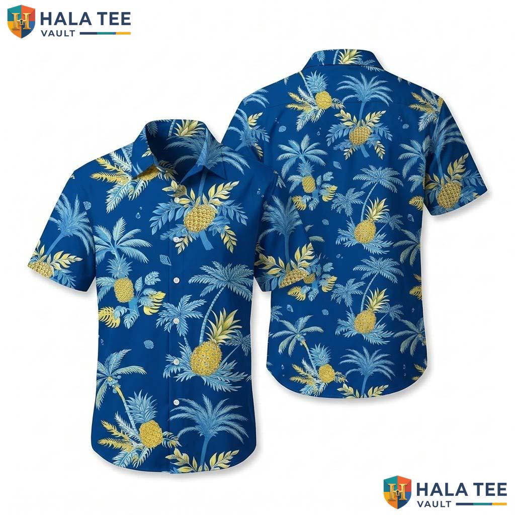 Blue Tropical Palm Hawaiian Shirt Pineapple Neon Dinosaur Boys 3d Button Down