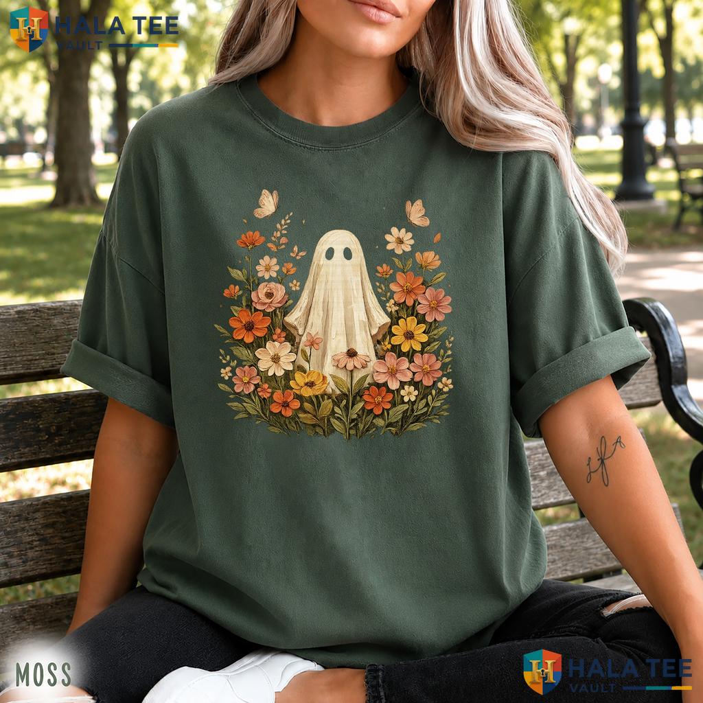Boho Floral Ghost Fall Comfort Colors T Shirt Cozy Season Pumpkin Lover Top