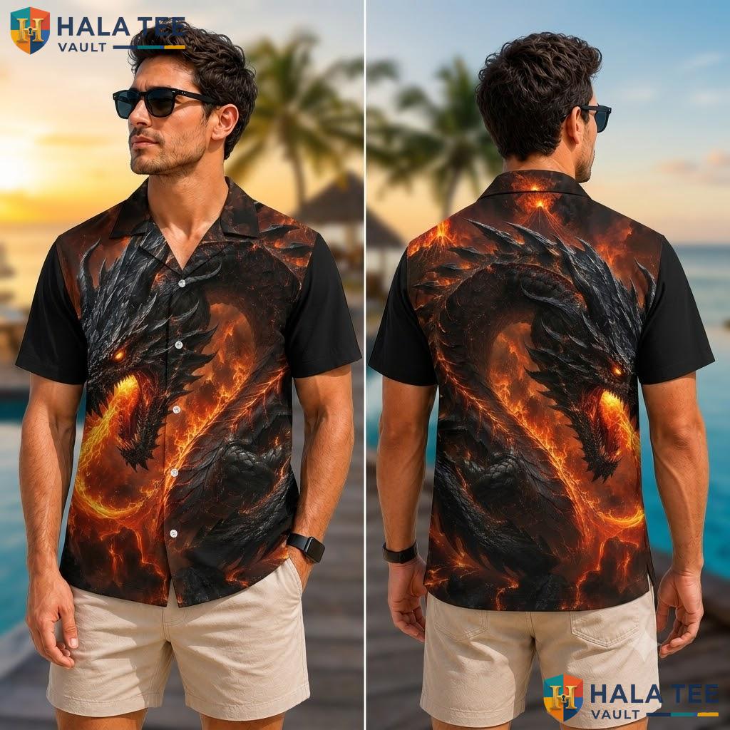 Bold Fiery Dragon Hawaiian Shirt Unique Tropical Casual Wear Button Down