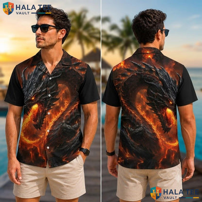 Bold Fiery Dragon Hawaiian Shirt Unique Tropical Casual Wear Button Down
