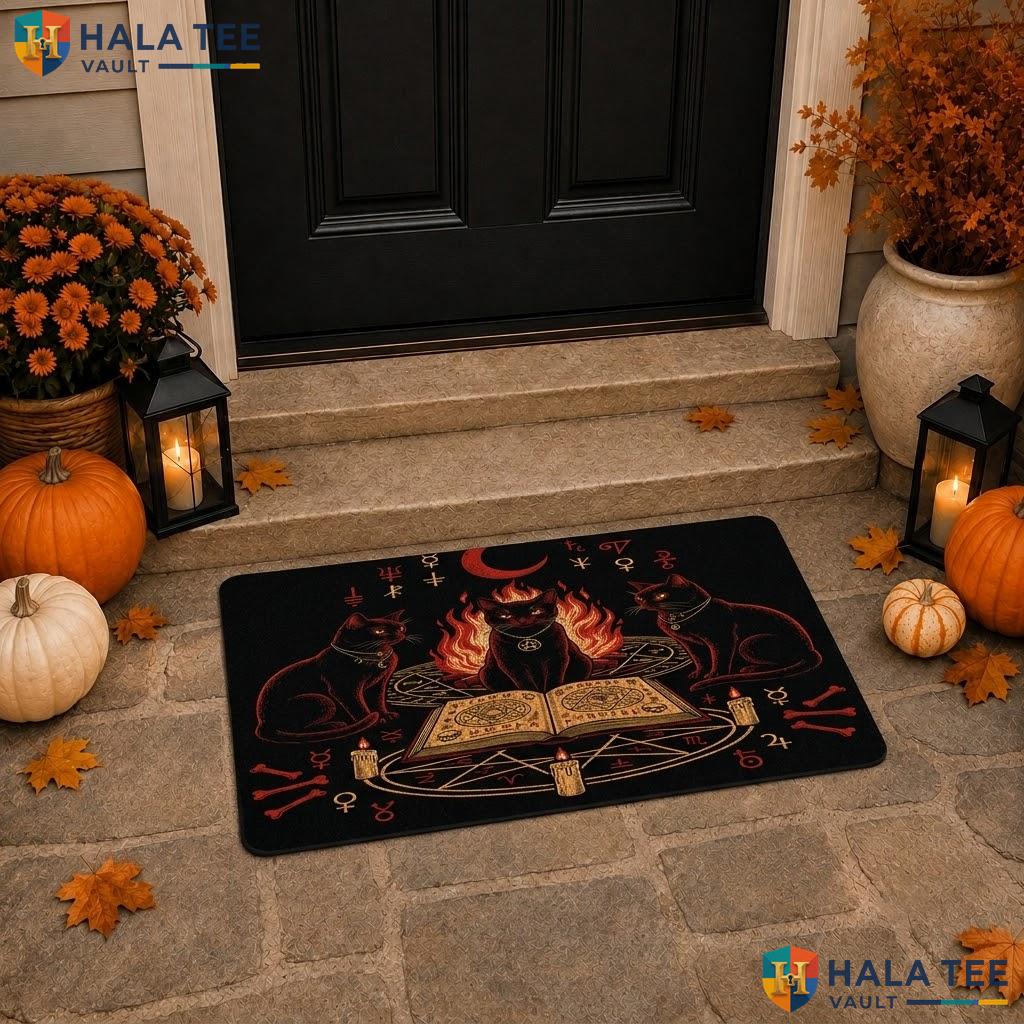 Bombays Cats Halloween Doormat Holiday Witchy Non Slip Spooky Porch Rug