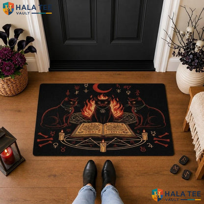 Bombays Cats Halloween Front door mat Holiday Witchy Non Slip Spooky Porch Rug