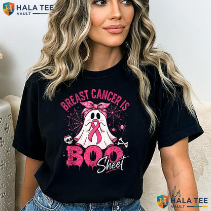 Boo Sheet Halloween Pink Shirt Breast Cancer Ribbon Ghost Apparel Adult
