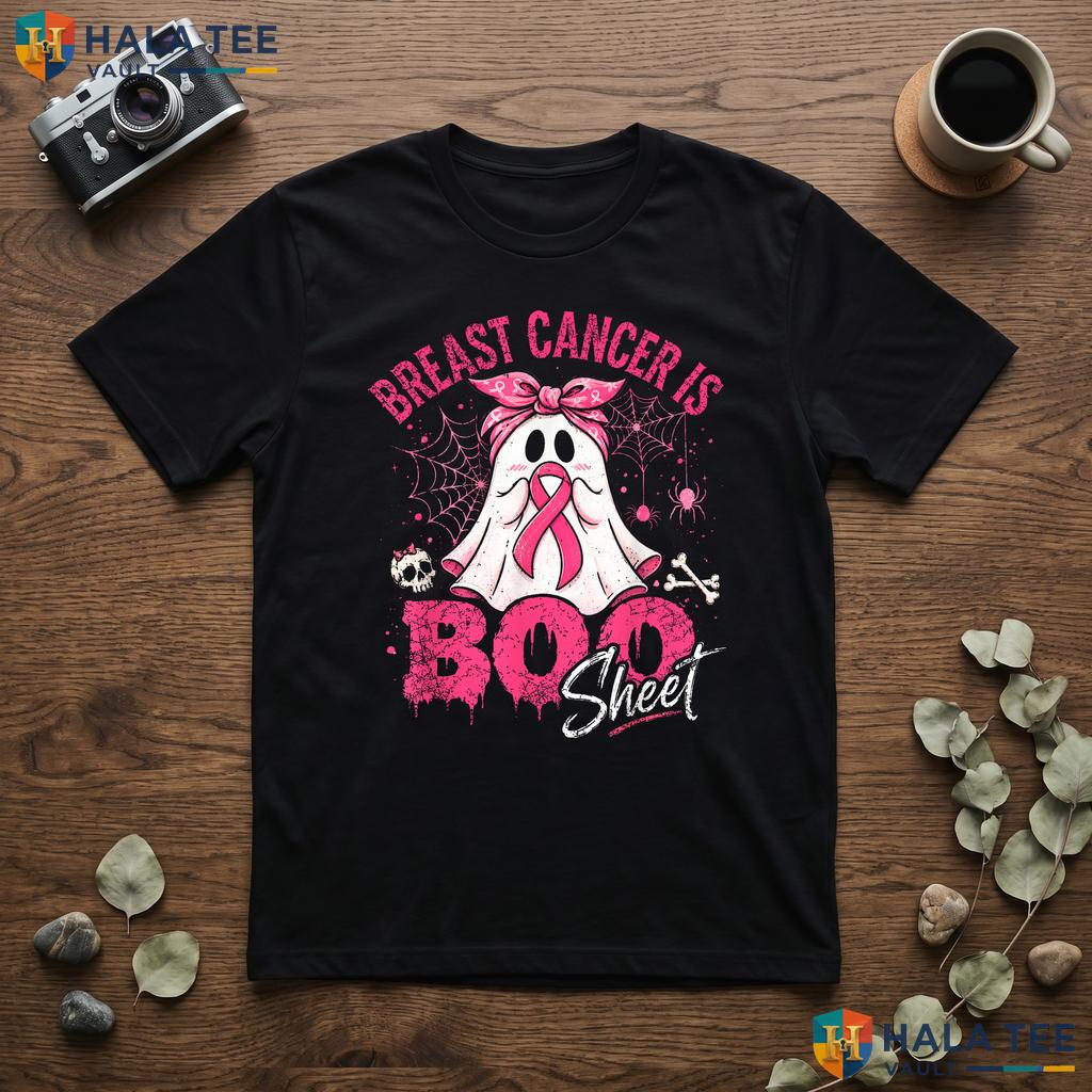 Boo Sheet Halloween Pink Shirt Breast Cancer Ribbon Ghost Apparel Adult