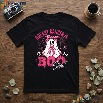 Boo Sheet Halloween Pink Shirt Breast Cancer Ribbon Ghost Apparel Adult