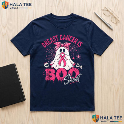 Boo Sheet Halloween Pink Shirt Breast Cancer Ribbon Ghost Apparel Adult