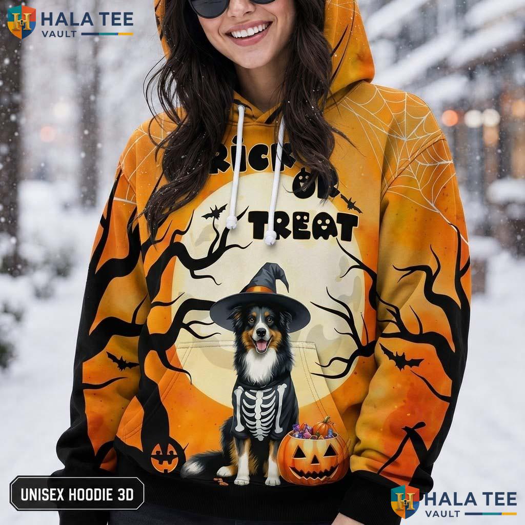 Border Collie Trick Or Treat 3D Printed Hoodie Cool Spooky Halloween Apparel