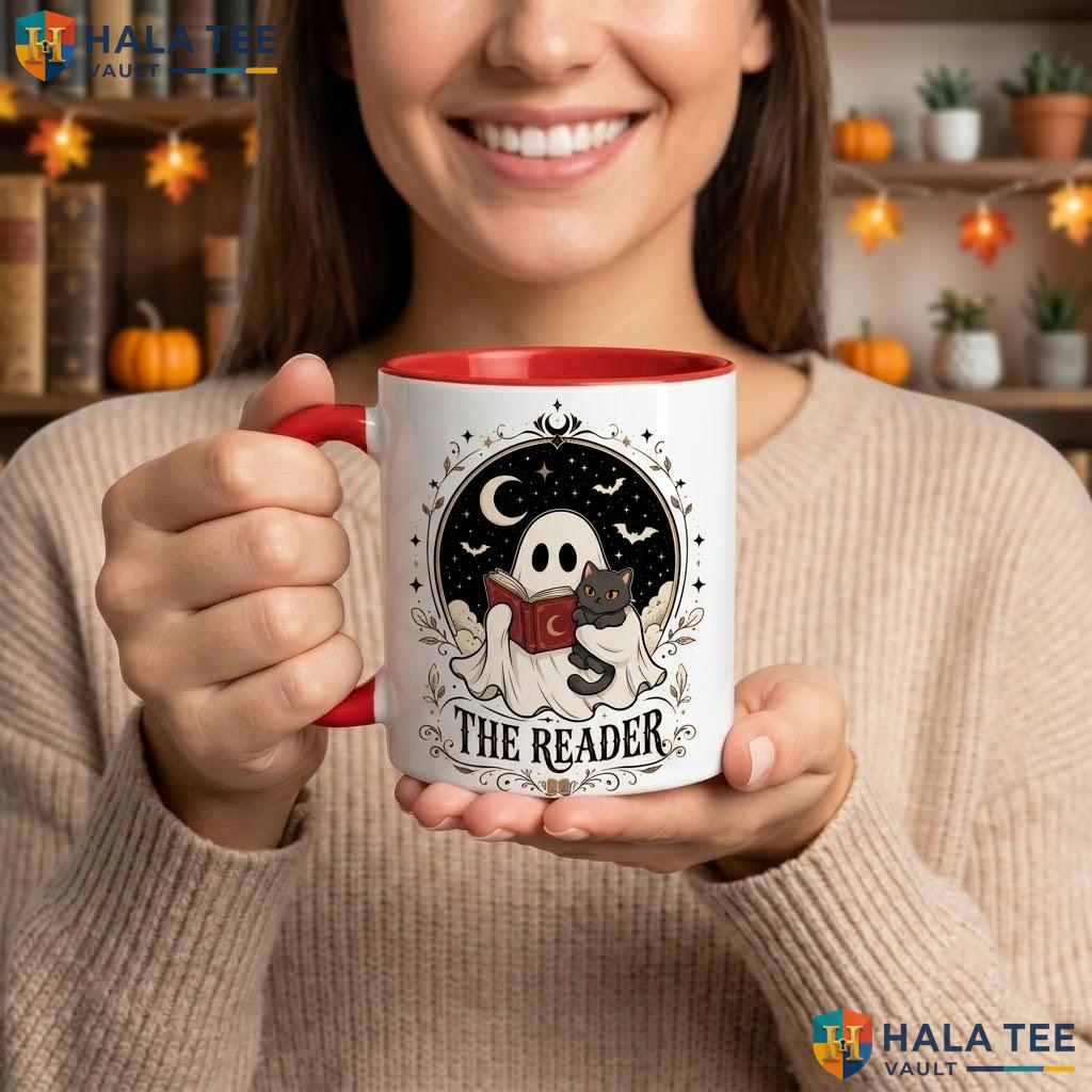 Botanical Ghost Reading Halloween Mug Cute Gardening Ceramic Coffee Camping Mug