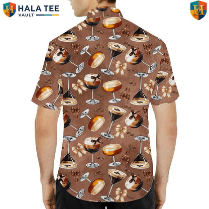 Brown Cocktail Short-sleeve button-up shirt Mens Short Sleeve Button Down Summer Beach Top