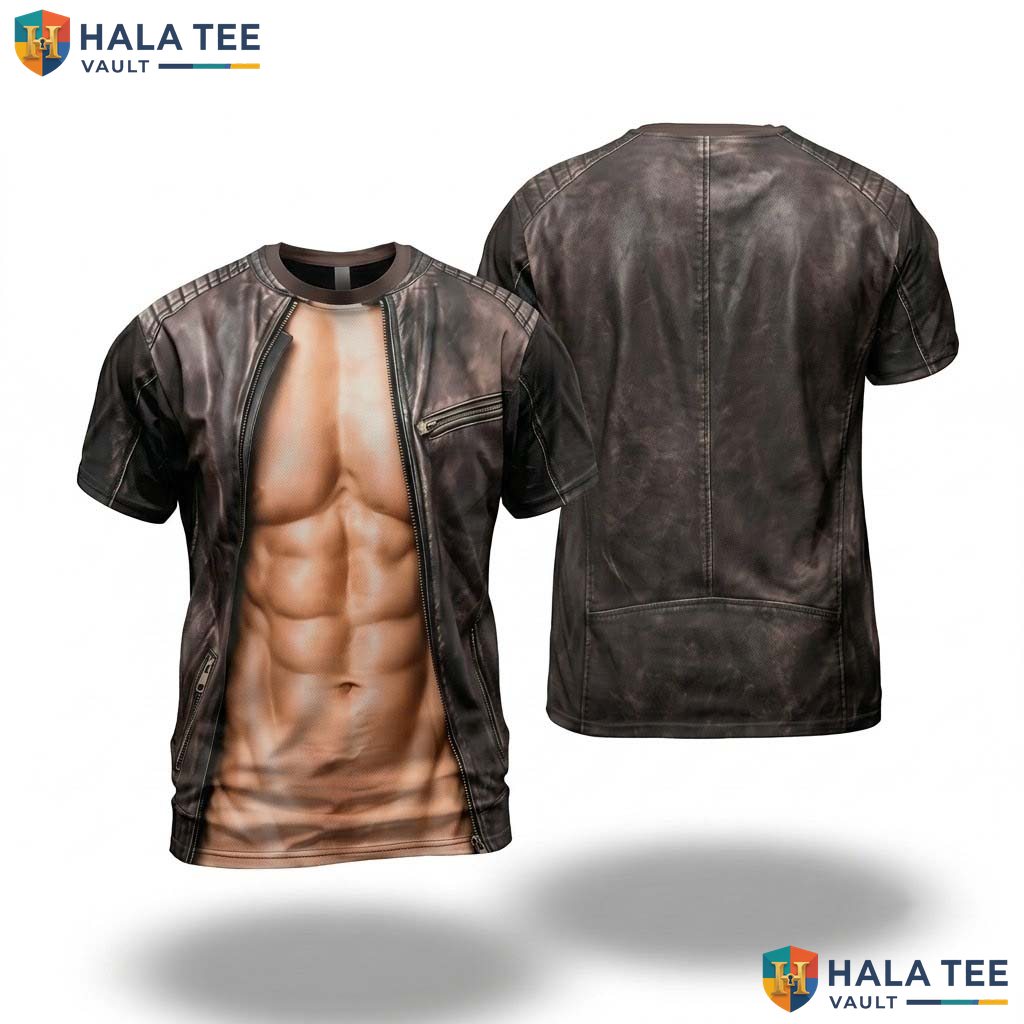 Brown Fake Muscle 3D T-Shirt Mens Funny Holiday Halloween Cosplay Costume