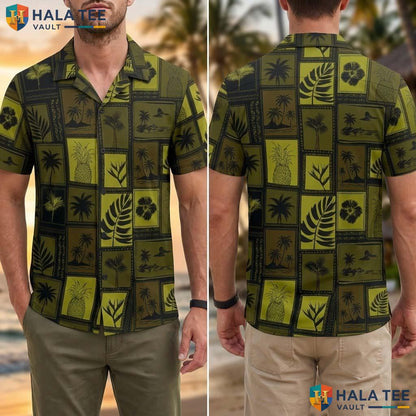 Brown Tropical Mens Tropical Shirt Short Sleeve Aloha Beach Button Down