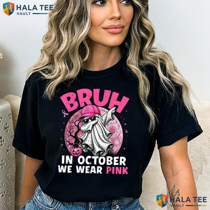 Bruh October Wear Pink Shirt Breast Cancer Toddler Boys Kids Apparel Adult