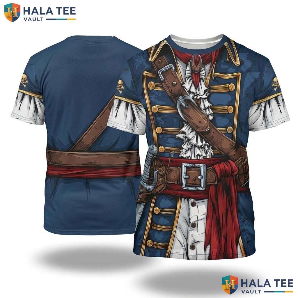 Buccaneer Pirate All Over Print T-Shirt Mens Halloween Cosplay Party Top