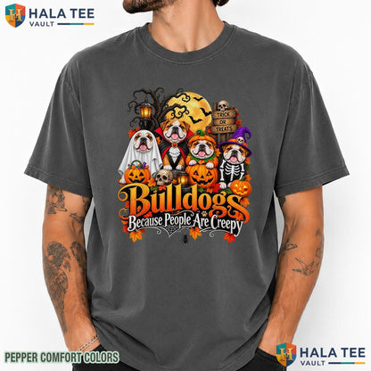 Bulldogs People Creepy Costume Comfort Colors T-Shirt Halloween Dog
