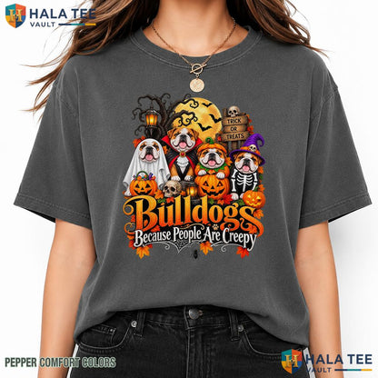 Bulldogs People Creepy Costume Garment-Dyed T-Shirt Halloween Dog
