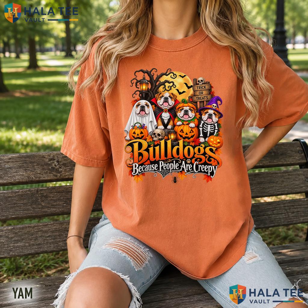 Bulldogs People Creepy Costume Retro Style T-Shirt Halloween Dog