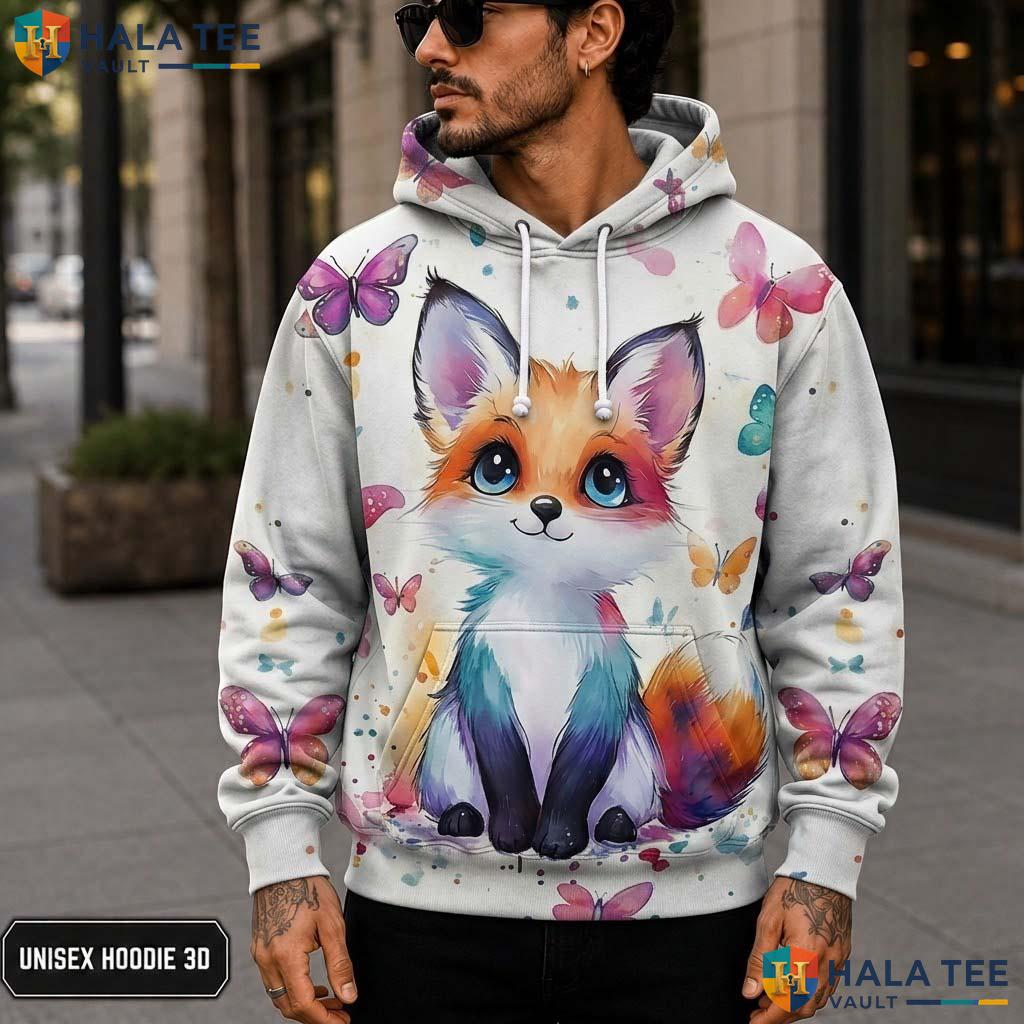 Butterfly Fox Kids 3D Printed Hoodie Novelty Galaxy Printed Pullover Apparel