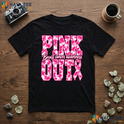 Camo Pink Out Breast Cancer TShirt Awareness Mens Womens Boys Kids Adult