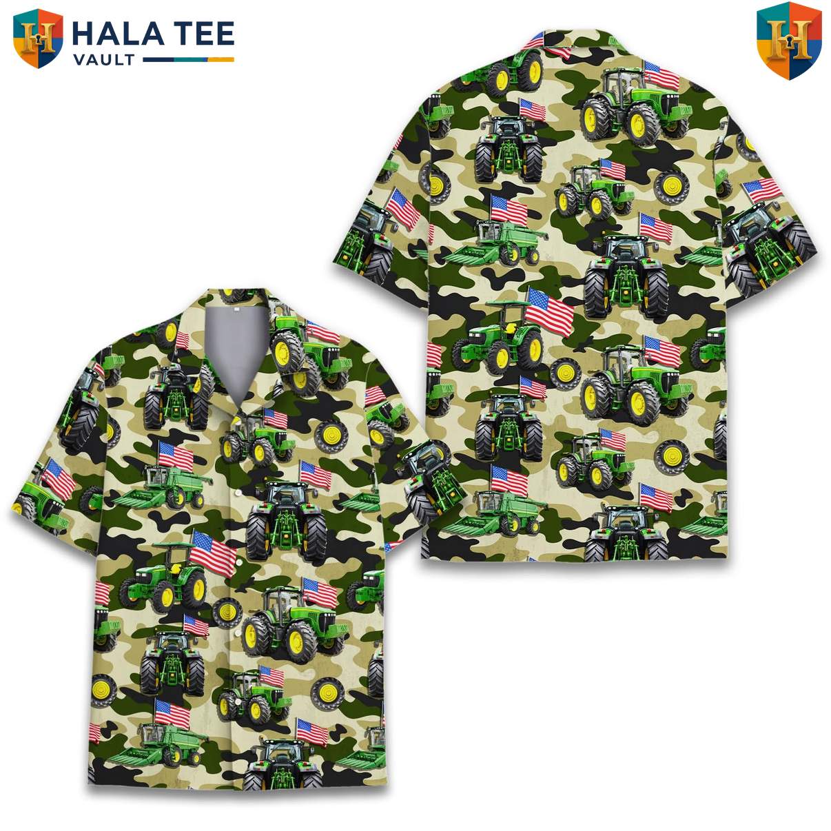 Camo Tractor Farm Aloha Tee Shirt Mens Country Countryside Weekend Camp Outfit