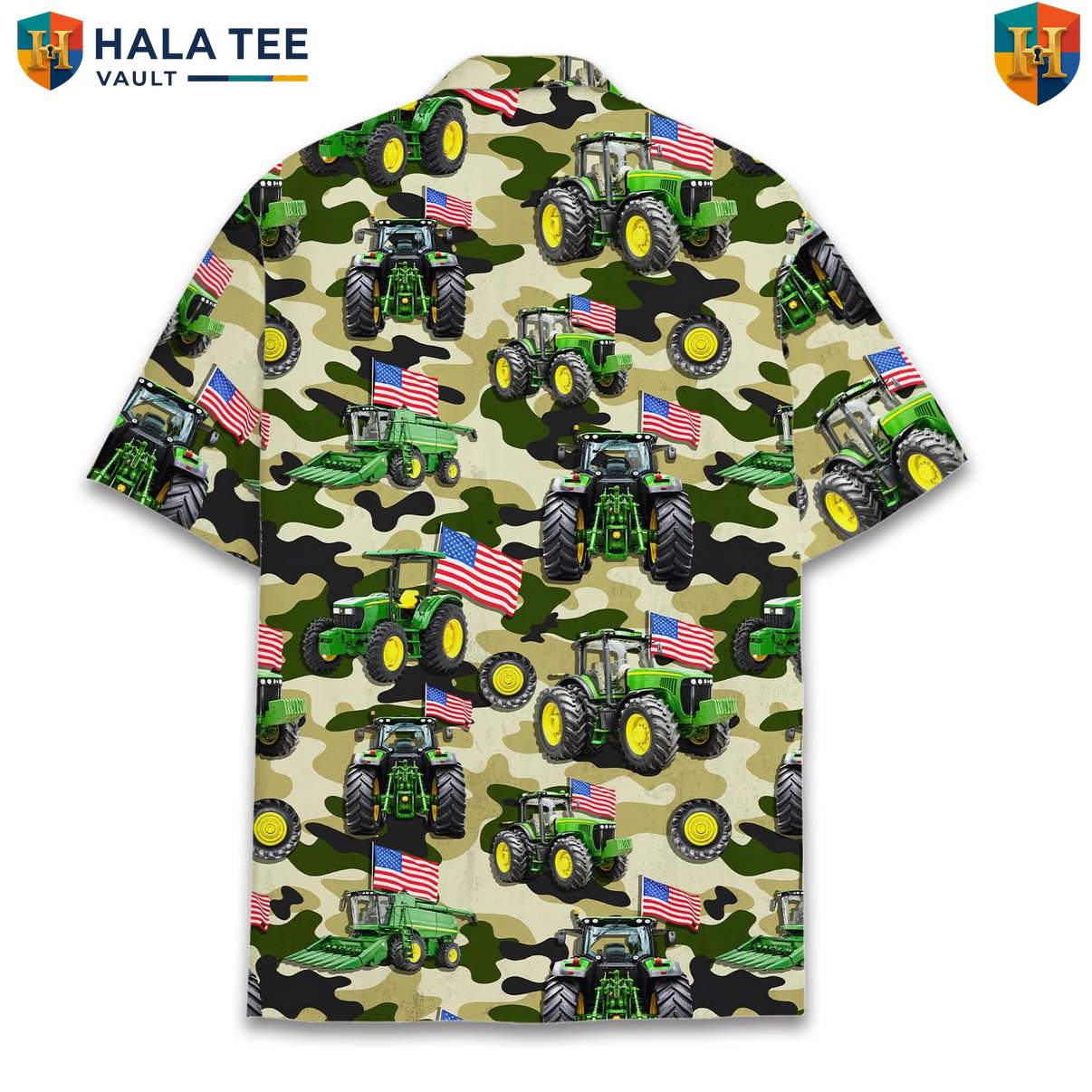 Camo Tractor Farm Aloha TShirt Mens Country Countryside Weekend Camp Outfit
