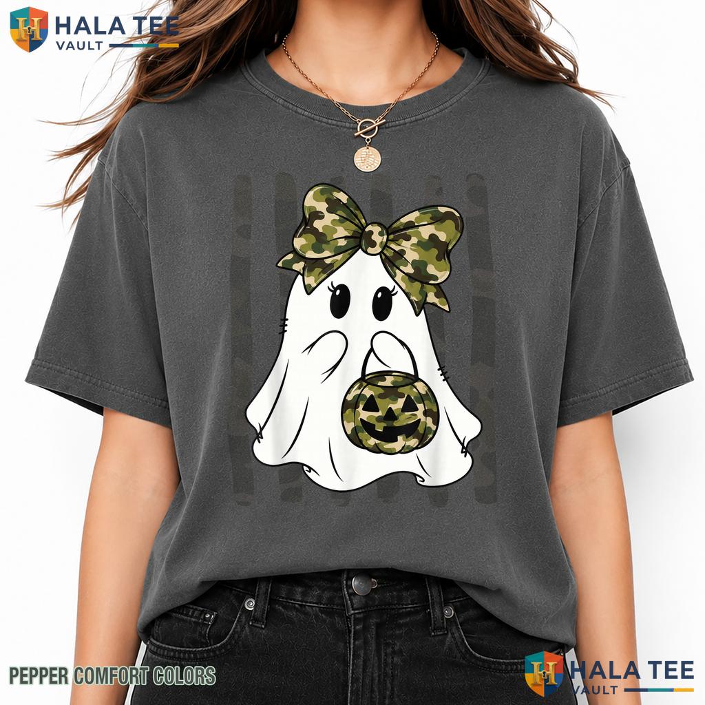Camouflage Ghost Military Comfort Colors T-Shirt Cute Halloween Girls