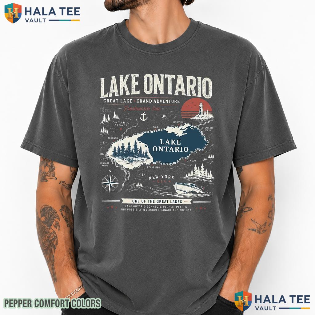 Canada Map Comfort Colors T-Shirt Great Lakes Ontario Retro Graphic Tee
