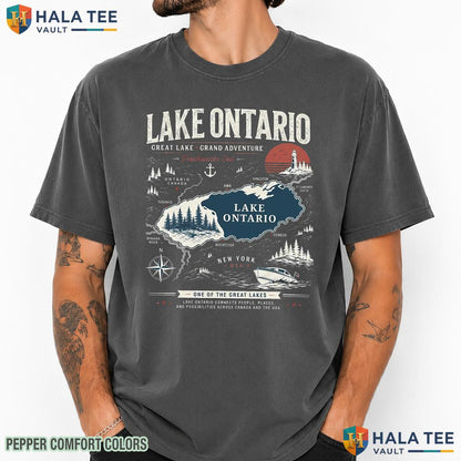 Canada Map Comfort Colors T-Shirt Great Lakes Ontario Retro Graphic Tee