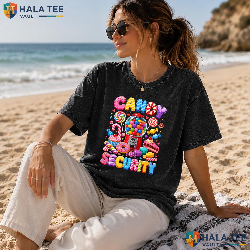 Candy Security Washed T-Shirt Funny Spooky Halloween Costume Top For Kids