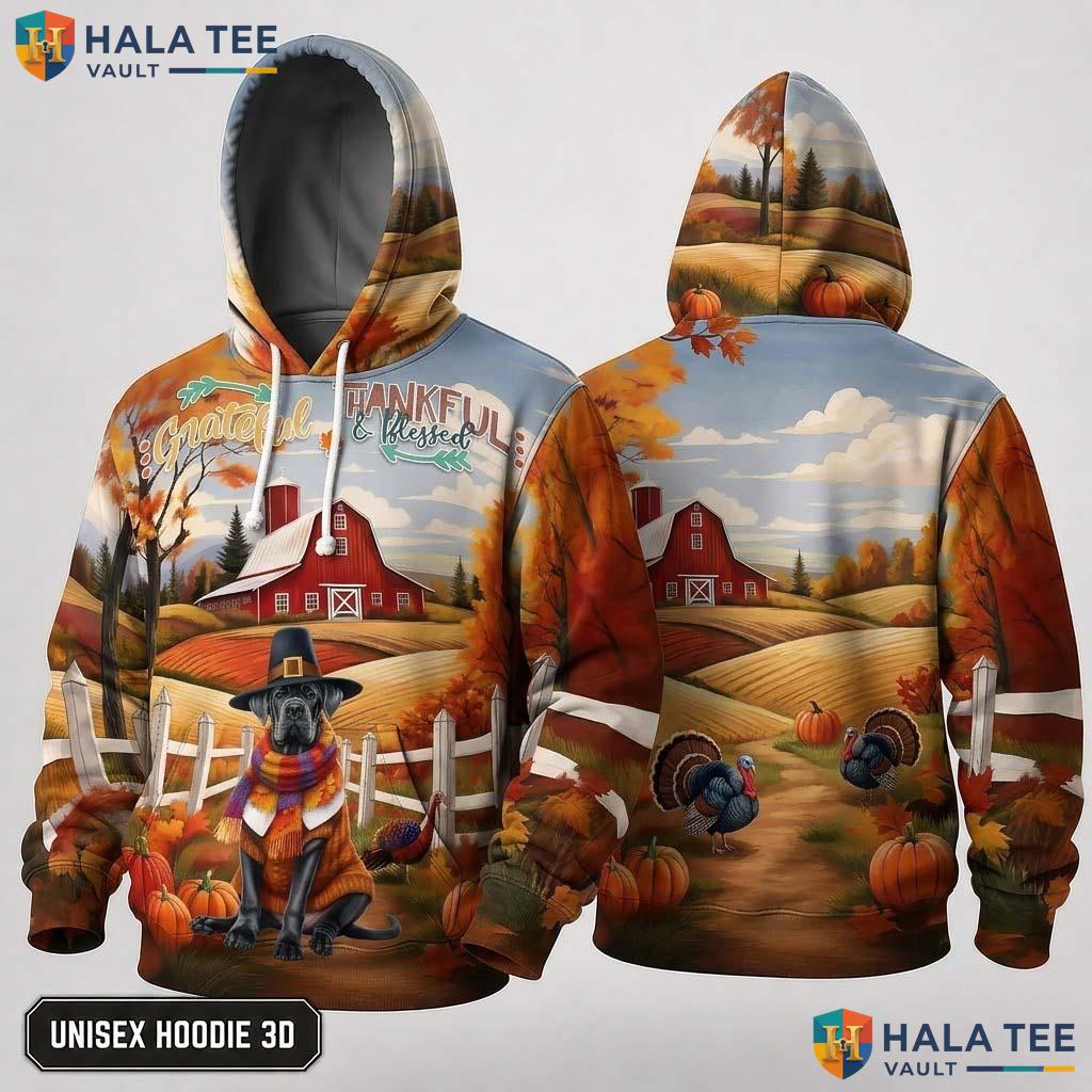 Cane Corso Blessed Thanksgiving 3D Hoodie Grateful Thankful Fall Top