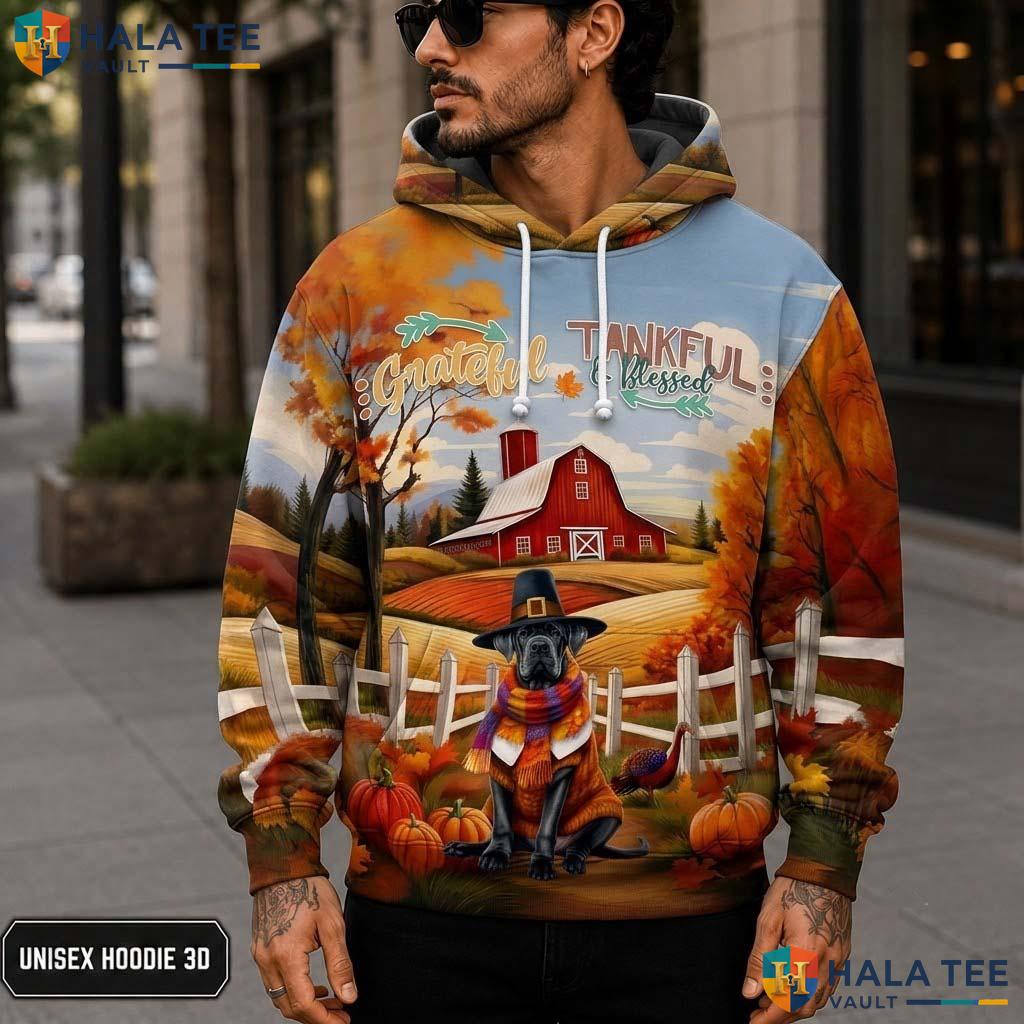 Cane Corso Blessed Thanksgiving 3D Printed Hoodie Grateful Thankful Fall Top