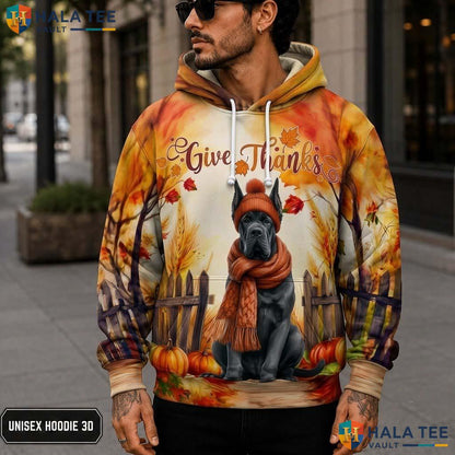 Cane Corso Dog Thanksgiving 3D Printed Hoodie Give Thanks Fall Apparel Top