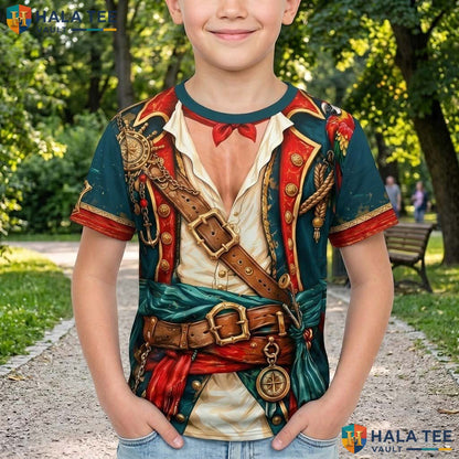 Caribbean Pirate 3D T-Shirt Mens Funny Halloween Cosplay Top