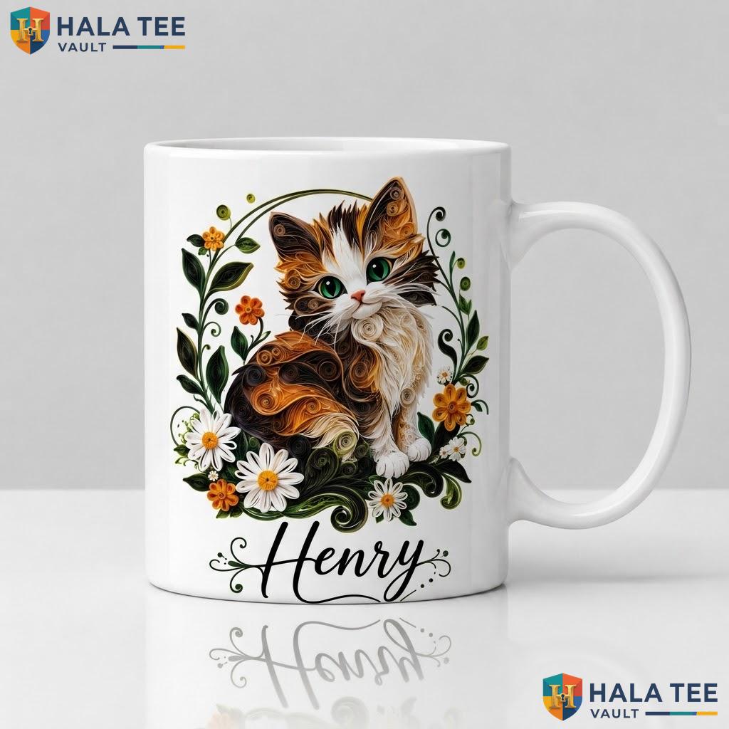 Cat Witch Halloween Mug Adorable Custom Silhouette Ceramic Coffee Cup