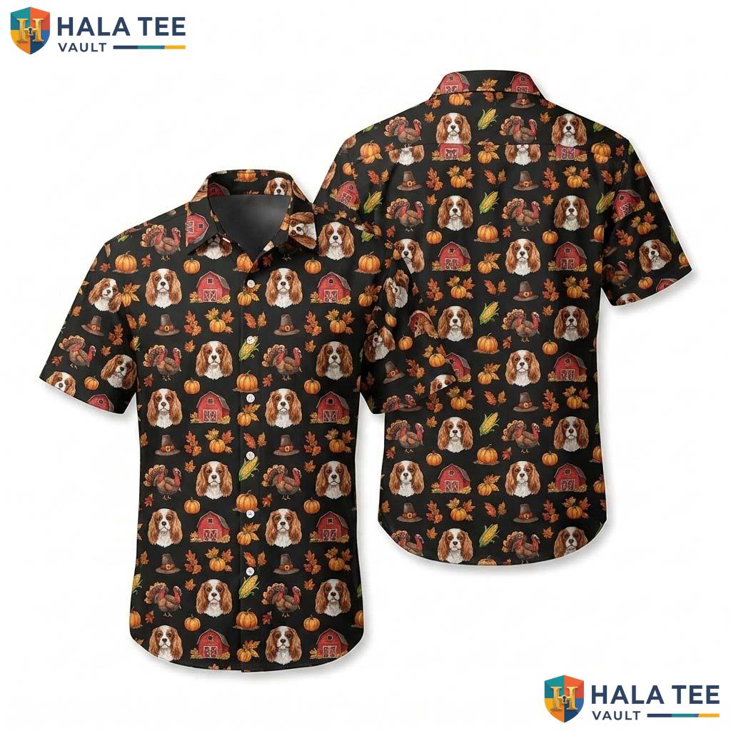 Cavalier King Charles Thanksgiving Hawaiian Shirt Costume Fall Mens