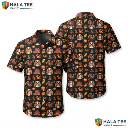 Cavalier King Charles Thanksgiving Hawaiian Shirt Costume Fall Mens