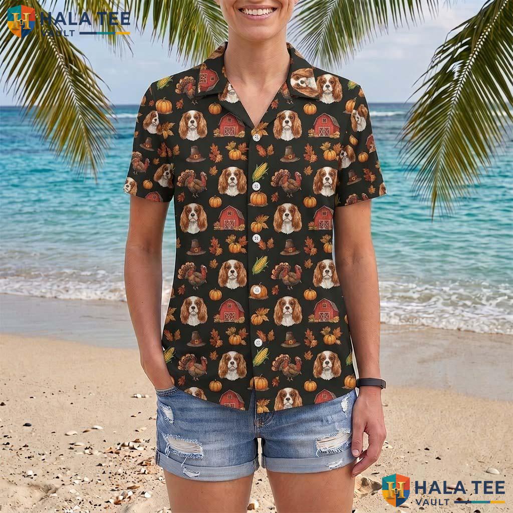 Cavalier King Charles Thanksgiving Tropical Shirt Costume Fall Mens