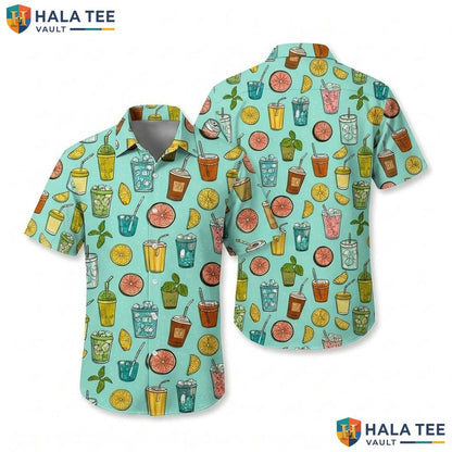 Cheerful Beverage Lover Hawaiian Shirt Vibrant Cocktail Soft Drink Summer Top