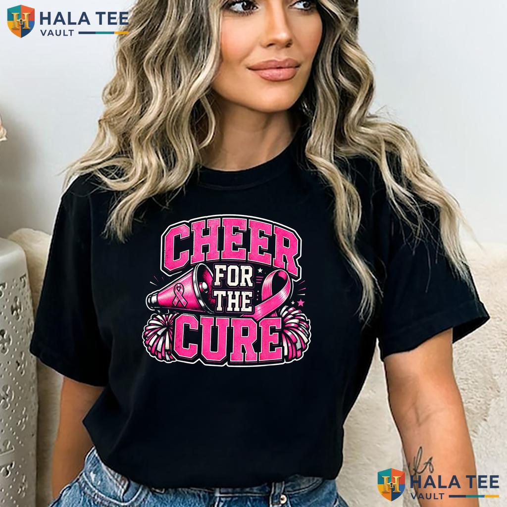 Cheerleader Breast Cancer TShirt Cheer For The Cure Awareness Pink Adult