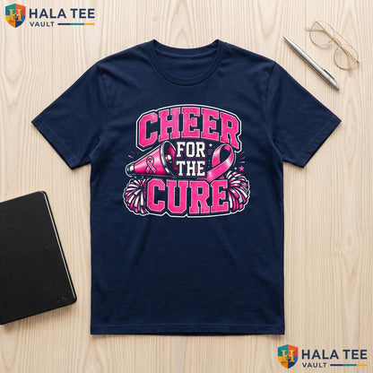 Cheerleader Breast Cancer TShirt Cheer For The Cure Awareness Pink Adult