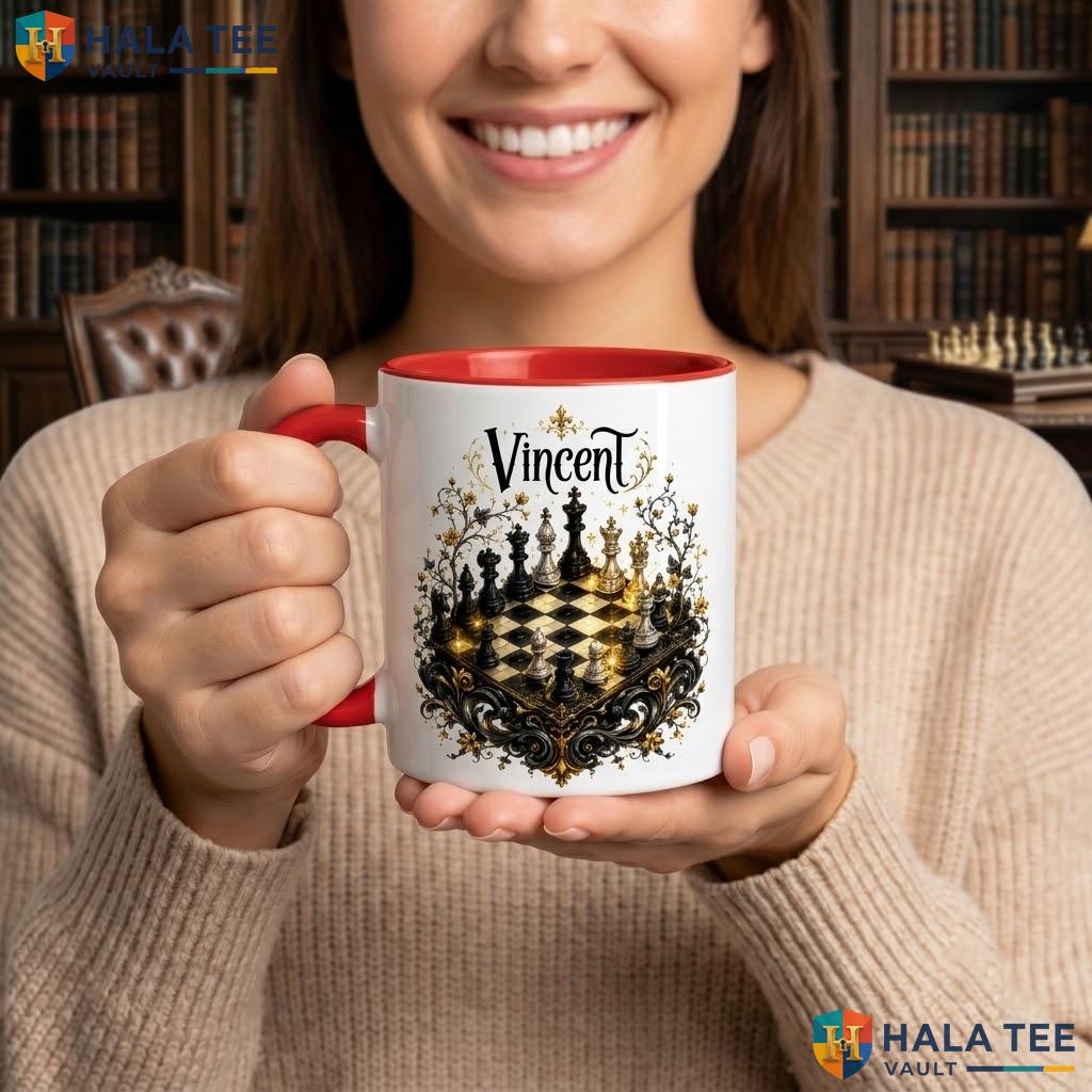 Chessboard Fantasy Halloween Camping Mug Custom Wizard Hat Ceramic Coffee Mug
