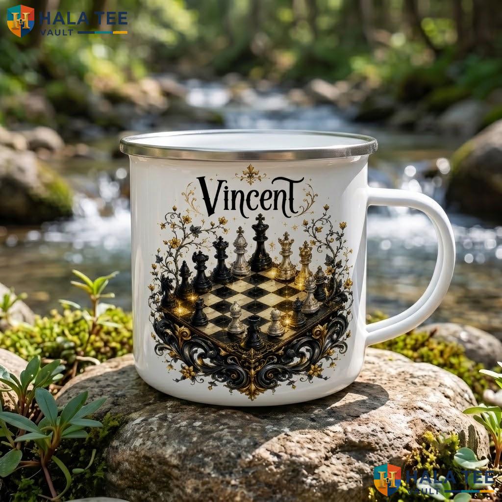 Chessboard Fantasy Halloween Accent Mug Custom Wizard Hat Ceramic Coffee Mug