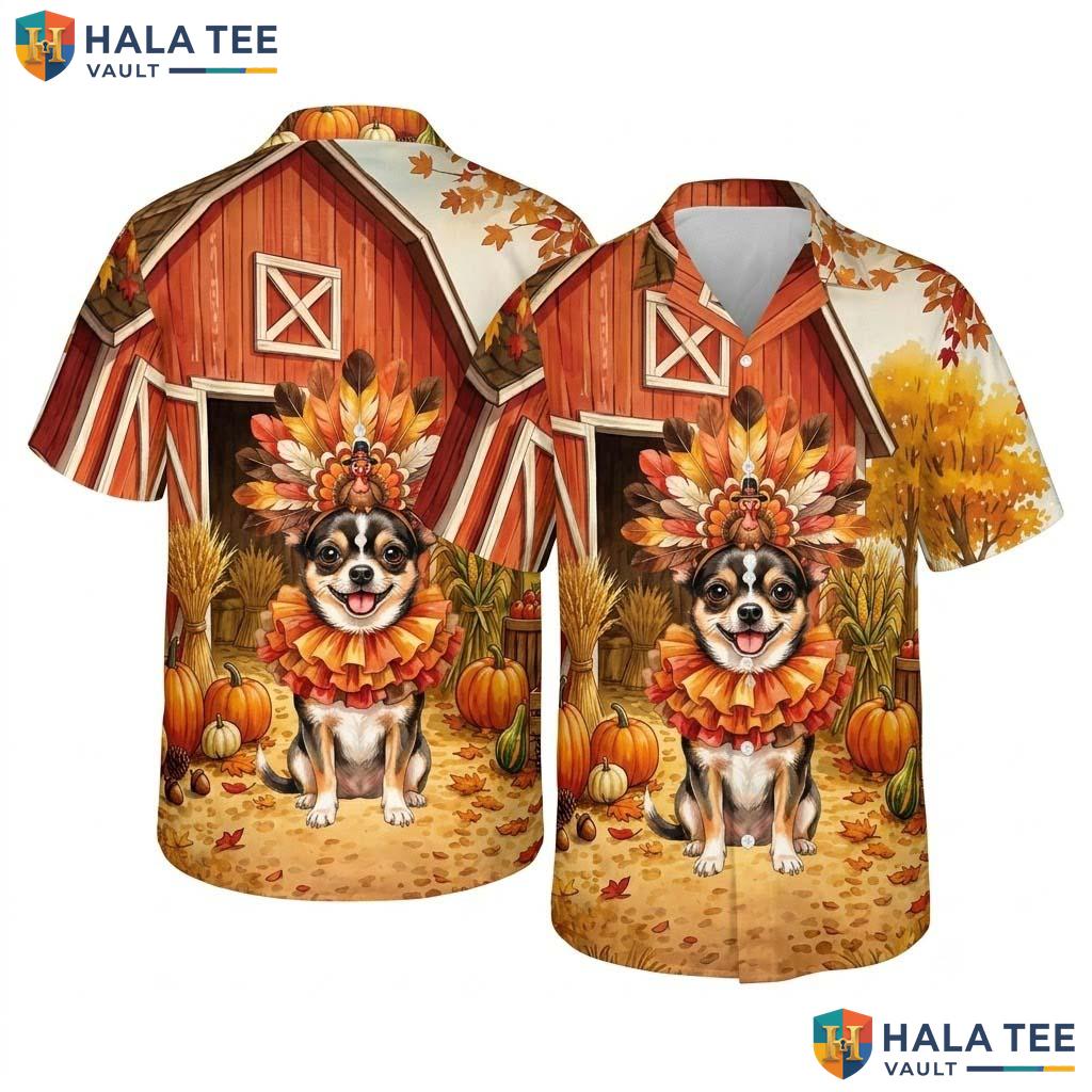Chihuahua Costume Thanksgiving Hawaiian Shirt Dog In Turkey Fall Mens